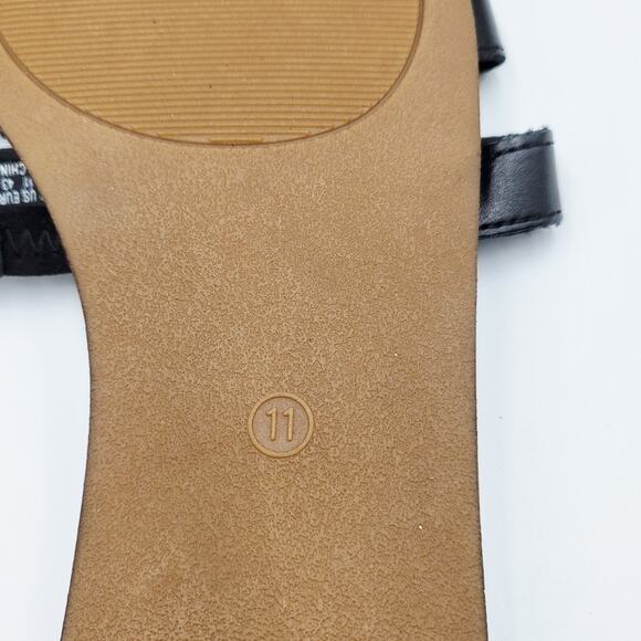 DREAM PAIRS Black Slip-on Slides Open Toe Dressy Flat Sandals Women's Size 11 - Picture 7 of 8